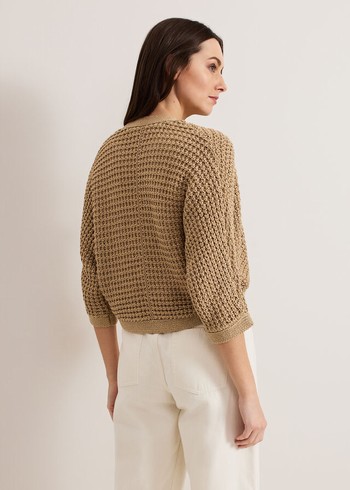 Phase Eight Isobell Lurex Shurg Knitwear Gold USA | 1048576-QY